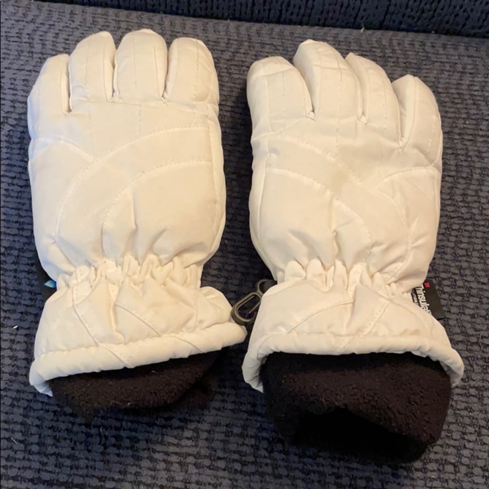 Adult white snow gloves